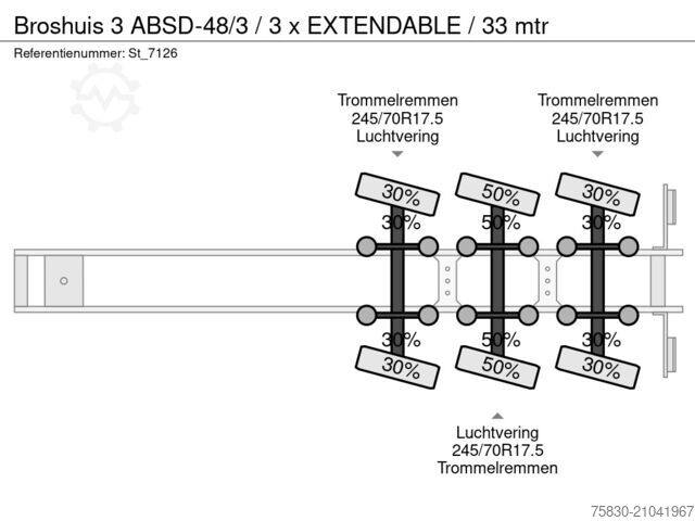 Lágur hleðslutæki Broshuis 3 ABSD-48/3 / 3 x EXTENDABLE / 33 mtr