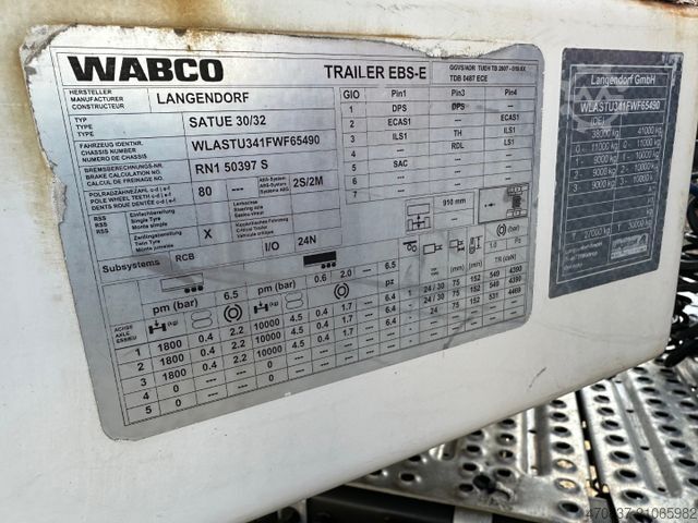 Semirremolque de plataforma baja LANGENDORF Radmulden / Lenkachse / überfahrbare Hals