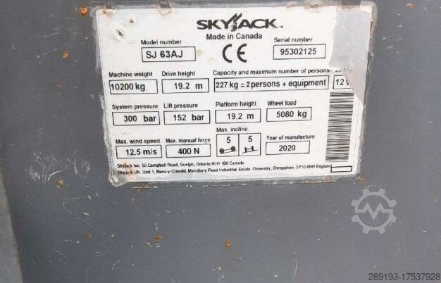 Darba posmi pašnodarbinātība. Skyjack SJ63 AJ Diesel 21,38m