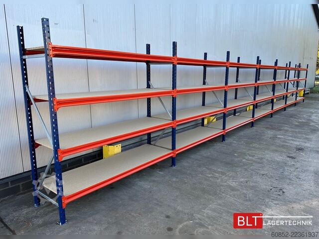 Skladovací regál so širokým rozpätím ca. 57 lfm. Weitspannregale H: 200 cm T: 60 cm , 400 kg Fachlast , 4 Ebenen