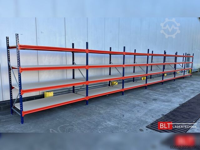 Skladovací regál so širokým rozpätím ca. 13,35 lfm. Weitspannregale H: 200 cm T: 80 cm , 400 kg Fachlast , 4 Ebenen