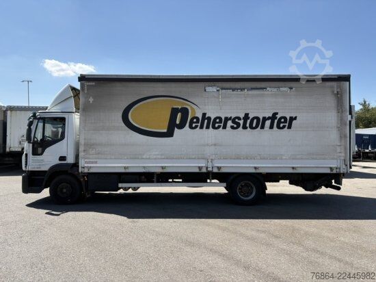 Platós teherautó ponyvával IVECO EUROCARGO 140E PLANE, LBW BÄR, EURO 6, KLIMA