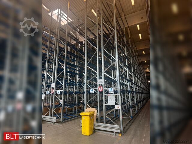 Estantería para cargas pesadas, estantería industrial, estantería de gran altura SSI Schäfer PR600 – 14,10 lfm, Höhe 4,9m Boden + 2 Ebenen | Fachlast bis 3500 kg