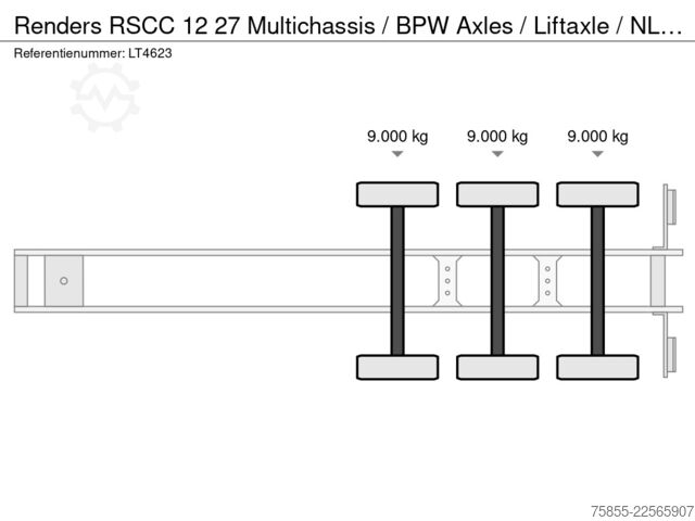 Transporti me kontejnerë Renders RSCC 12 27 Multichassis / BPW Axles / Liftaxle ...