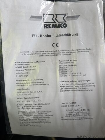 Varmluftovn, verkstedovn, halloppvarming Remko CLK 150 mit Ölbrenner