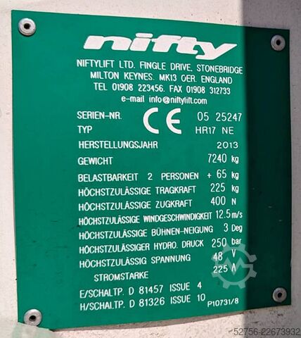 Шарнирно-телескопическая рабочая платформа Niftylift HR17NE