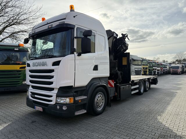 Lastbil med flak Scania R440 6X2*4 Kran HMF 5020 K5