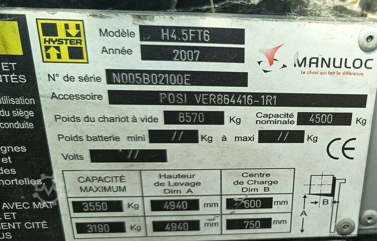 Hyster dầu diesel HYSTER H4.5FT6