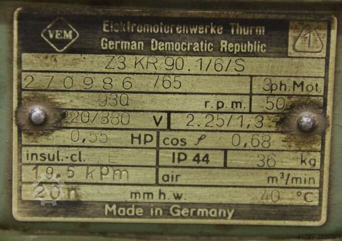 ギアモーター 0.4 kW 20 rpm VEM** Z3KR90,1/6/S