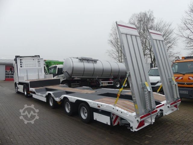 Reboque de plataforma rebaixada  WIESE 3-Achs-Tieflader mit Rampen und Radmulden