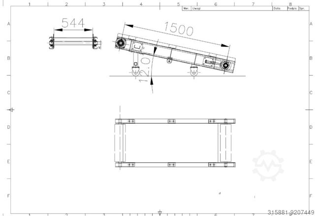conveyor belt 1500 x 544 mm 
