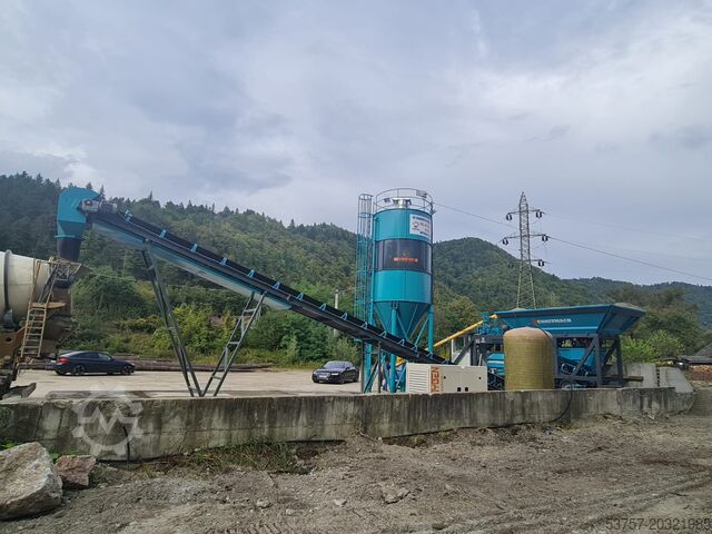 Loji pencampuran konkrit mudah alih, konkrit CONSTMACH 30M3/H Small Mobil Concrete Mixing Plant