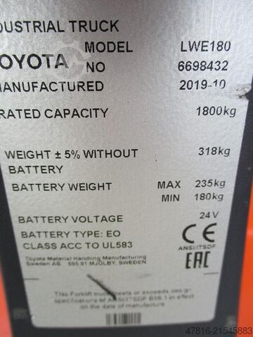 ручная гидравлическая тележка TOYOTA LWE180