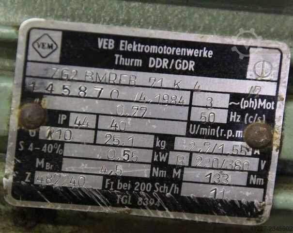 Motor de engrenagem 0,55 kW 40 rpm VEB** ZG2 BMREB 71 K 4