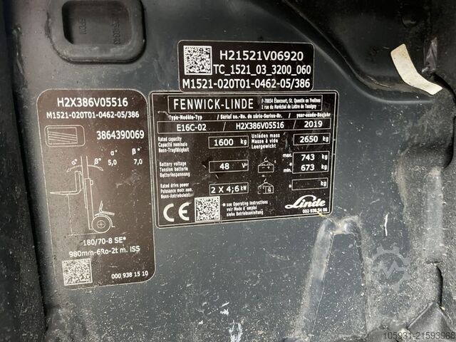 Empilhador eléctrico de 3 rodas Linde E16-02