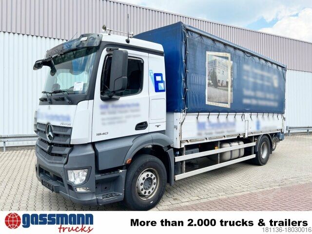 Kamion s ravnom platformom Mercedes-Benz Antos 1840 L 4x2, Aufnahme für Mitnahmestapler