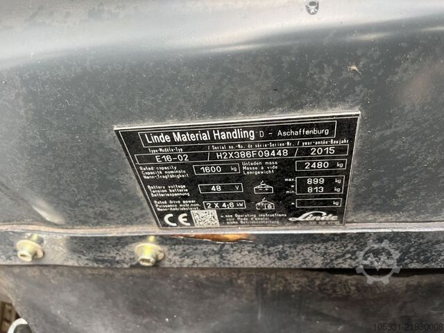 Empilhador eléctrico de 3 rodas Linde E16-02