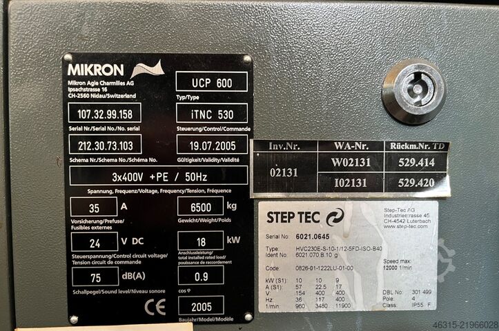 Centro di lavoro verticale Mikron UCP600