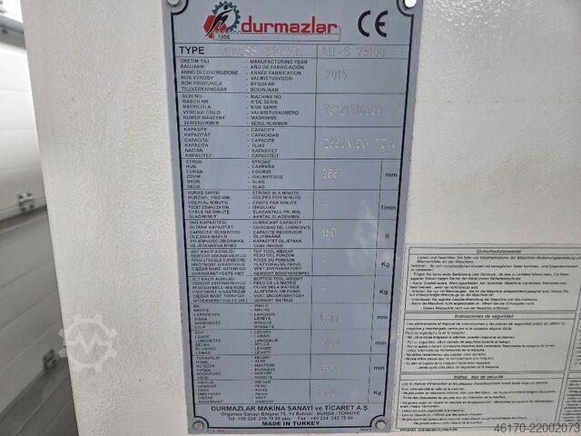 مكبس ثني DURMA AD-S 25100