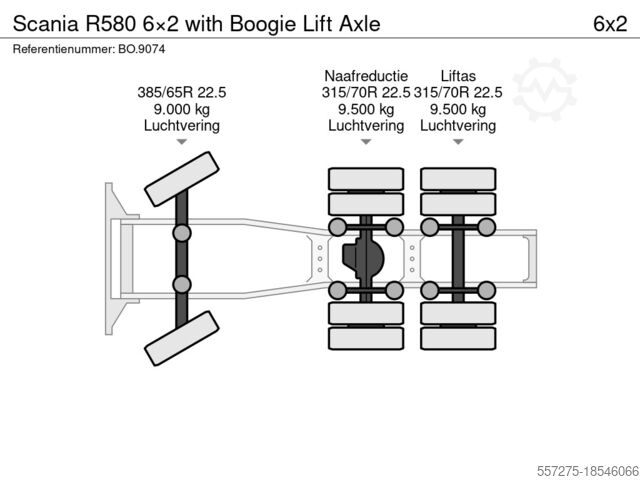 Carga pesada Scania R580 6×2 with Boogie Lift Axle