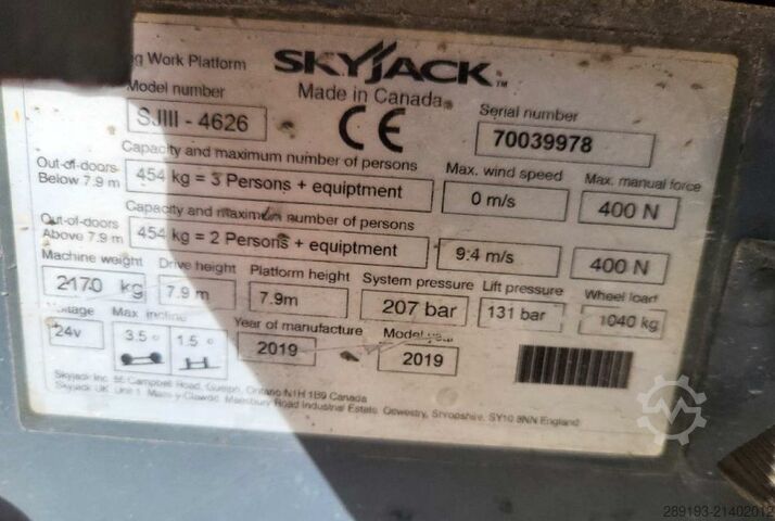 কাঁচি লিফট Skyjack SJ III 4626 Elektro 9,92 m