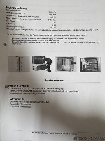 Sabit toz emme sistemi Felder RL 350