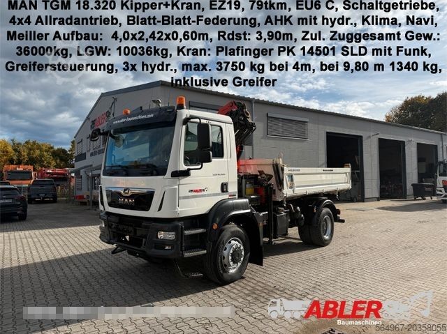 Dreiseitenkipper LKW MAN TGM 18.320 Kipper+Kran Palfinger PK14501 SLD