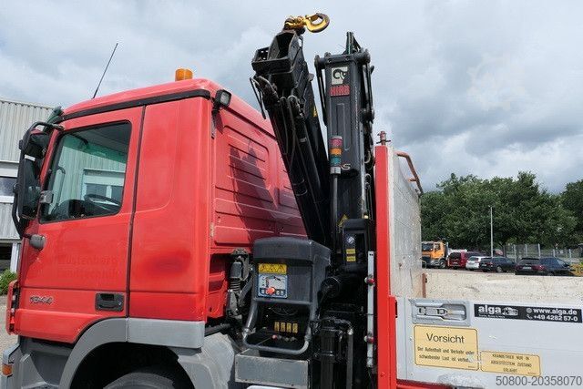 Düz kasa kamyon MERCEDES-BENZ 1844 L Actros 4x2, Hiab 144E-3, Funk, Voll-Luft