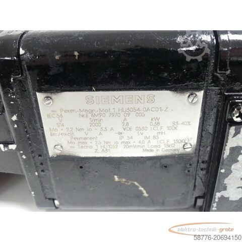 Moteur Siemens Siemens 1HU3054-0AC01 - Z Permanent Magnet Motor SN:E6M90797009005