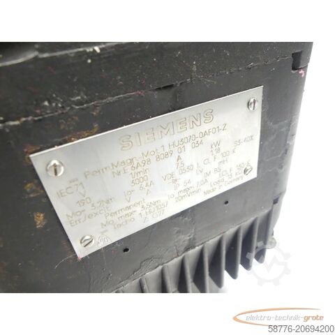 Enjin Siemens Siemens 1HU3070-0AF01-Z Servomotor SN: E6A98808901034 - Z = G27