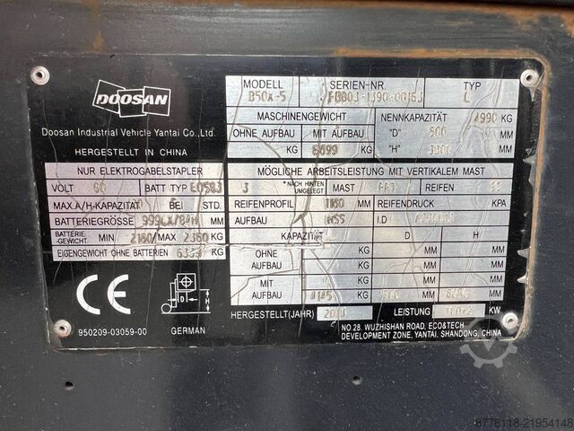 Gaffeltruck Doosan B50X5 5T 6m Triplex non-marking (1841)