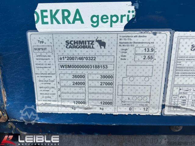 Semi-remorque bâchée SCHMITZ CARGOBULL SCS 24*Varios Mega Tautliner*Hubdach*