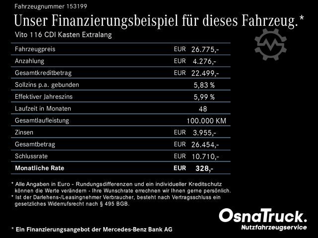 Panel kombi MERCEDES-BENZ Vito 116 CDI Kasten Extralang Klima, Kamera, DAB