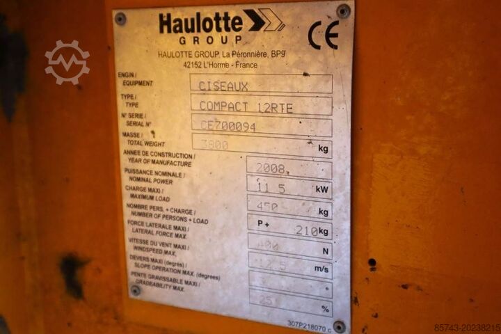 Elevador de tijera Haulotte Compact 12RTE Electric, 12m Working Height, 450kg