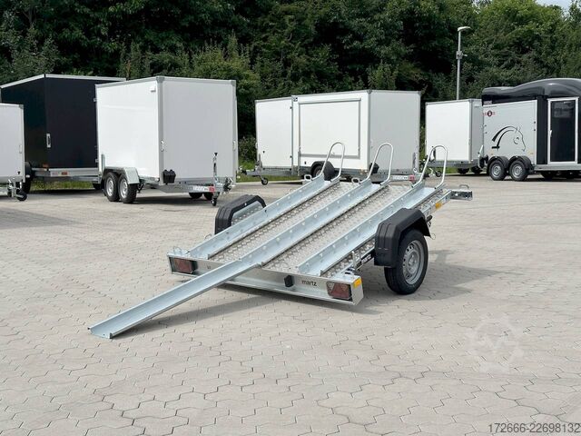 Remolque para motocicletas Martz GP 3 PREMIUM I ALUBODEN 230X155CM 750KG 3ER MOTORRADANHÄNGER