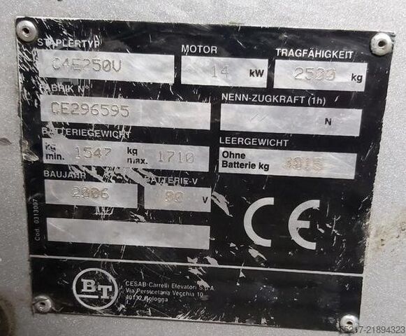 Forklift battery 96% BT CESAB C4E250U