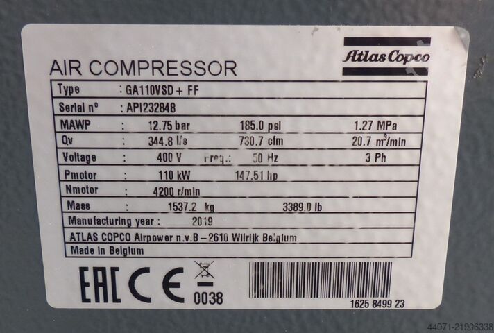Винтовой компрессор GA110VSD+FF Atlas Copco GA110VSD+FF