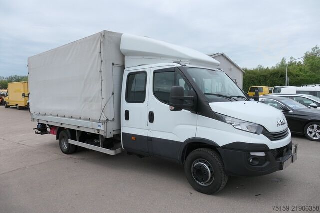 Transportador con plataforma y toldo iveco Daily 70C18H D70C DoKa LBW AHK Klima Tempomat Regaleinbauten COC Standheizung