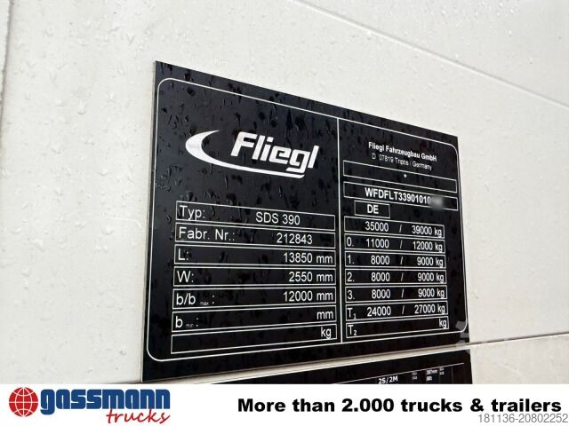 Treler separuh rendah Fliegl SDS 390, Nachlaufgelenkt, 3x VORHANDEN!