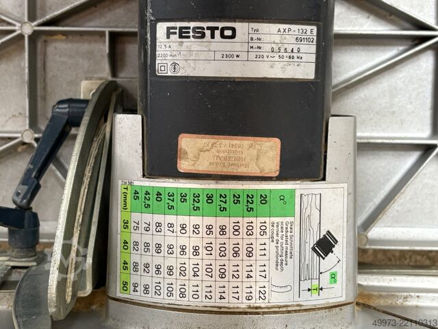 Sierra circular manual para carpintería con cabezal fresador de entalladuras FESTO AXP 132 E