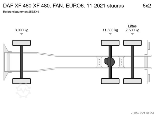 带驾驶室的底盘 DAF XF 480 XF 480. FAN.  EURO6.  11-2021 stuuras