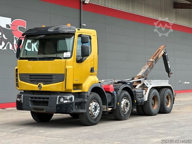 Kanca kasalı yük kamyonu (roll-off) RENAULT Premium Lander 460.32 8x4 BB HIAB XR26S Hooklift
