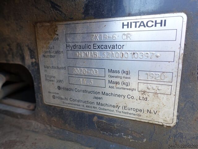 Minikaivinkone HITACHI ZX19-6CR