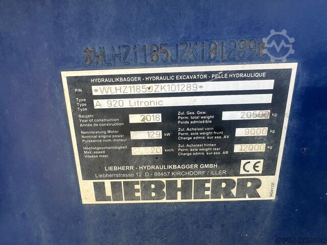 মোবাইল এক্সকাভেটর LIEBHERR A 920 / Oil Quick