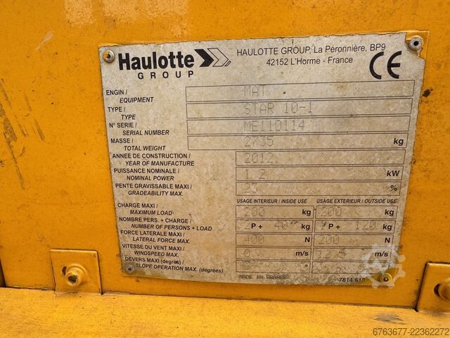 Haulotte Star 10 Električni stubni podiznik / Vertikalni zglobni podiznik, radna visina 10 m, 2012.  HAULOTTE Star 10 Electric Masthoogwerker / Vertical Boom lift 10M werkhoogte 2012