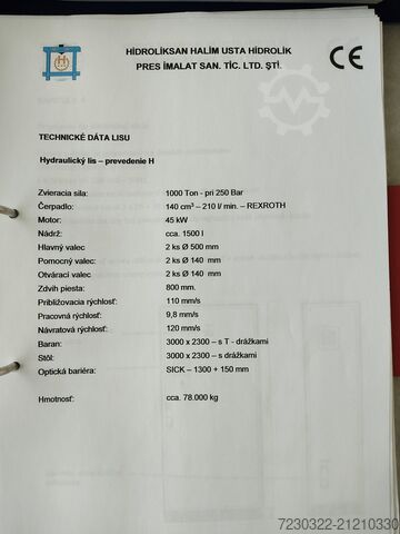 Hidraulična presa Hidroliksan H1000