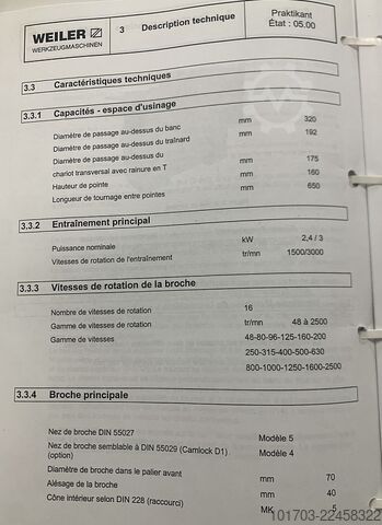 مخرطة متوازية WEILER Praktikant 160 B
