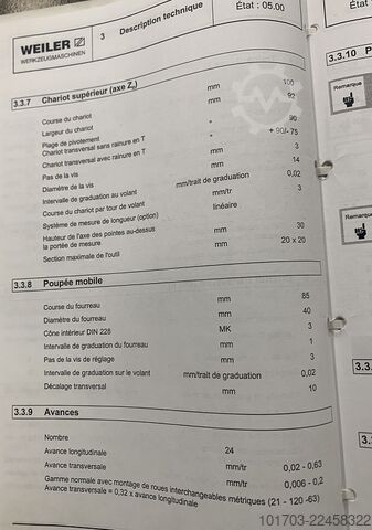مخرطة متوازية WEILER Praktikant 160 B
