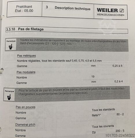 مخرطة متوازية WEILER Praktikant 160 B