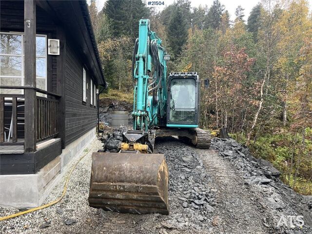 Pelle sur chenilles Kobelco Sk75SR-3E excavator w/ sanding bucket, rototilt an